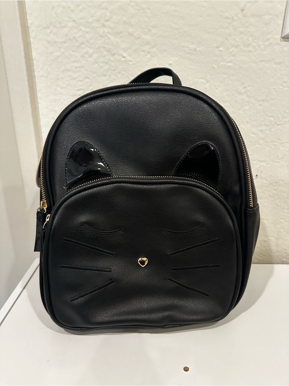 Under One Sky Black Cat Backpack with Gold Hardware NWT